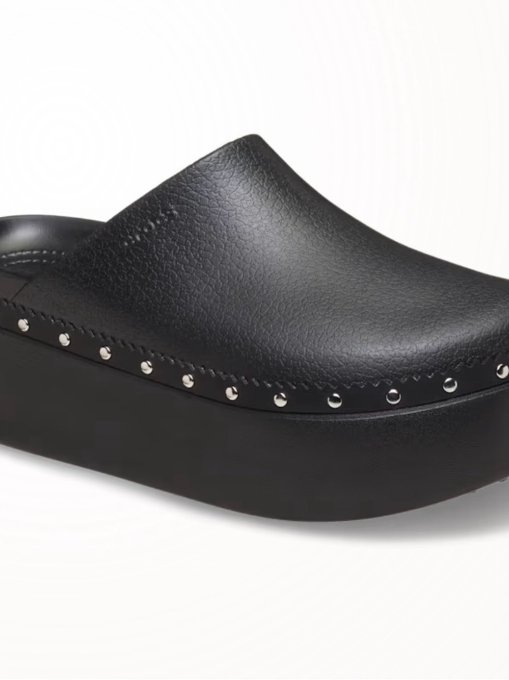 CROCS Black Platform Clog with Silver Stud Accents - Picture 6 of 7